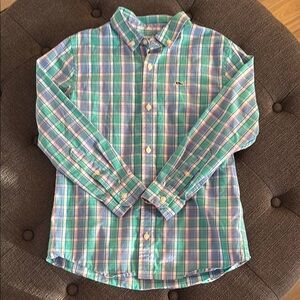 Vineyard Vines Blue and Green Plaid Button Down Shirt